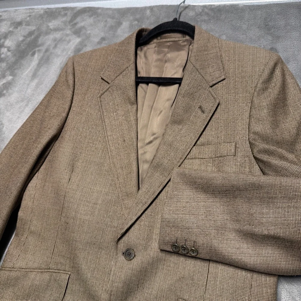 Aquascutum‎ Blazer Sport Coat Mens Brown Wool Tweed England Vintage 40 42